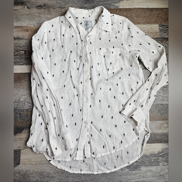 Rails Charli Black Cactus Linen Blend Button Down Shirt Women's XS - Picture 2 of 9